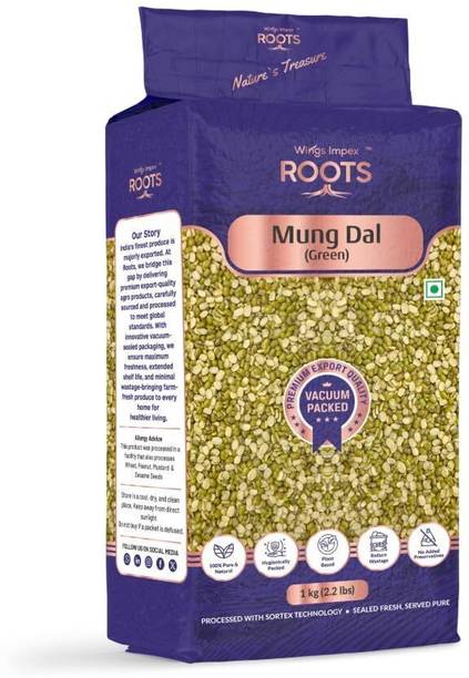 wings impex roots Green Moong Dal (Split/Chilka) (Premium Export Quality | Pesticides Free | Preservatives Free | Vacuum Packed)