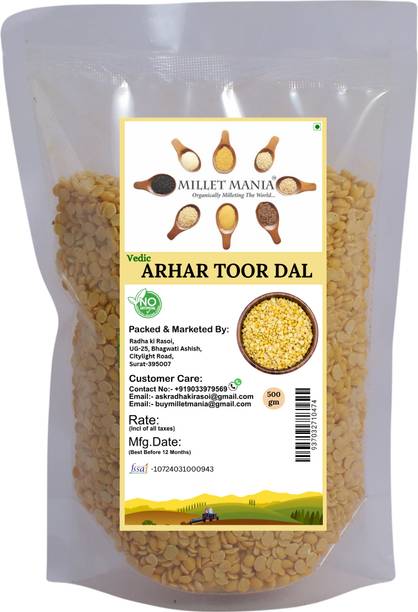 Millet Mania Organic Unpolished Yellow Toor/Arhar Dal