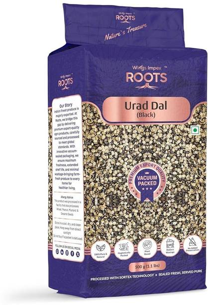 wings impex roots Black Urad Dal (Split) (Black Gram Dal, Clean & Sorted, Unpolished, Pure & Natural, vacuum Packed)