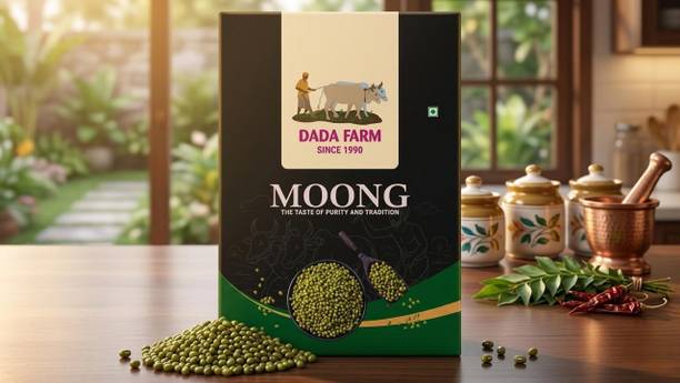 DADA FARM Organic Green Moong Dal (Whole) (500 GRM MOONG)