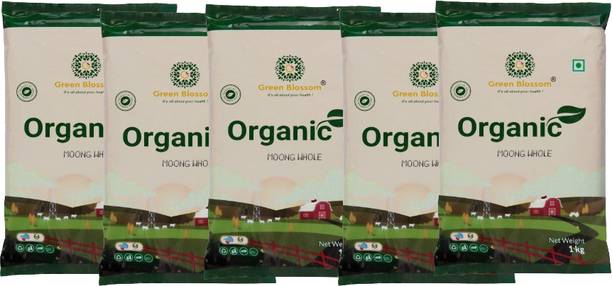 Green Blossom Organic Yellow Moong Dal (Whole) (Organic Dhuli Moong Dal 5 x 1 kg)