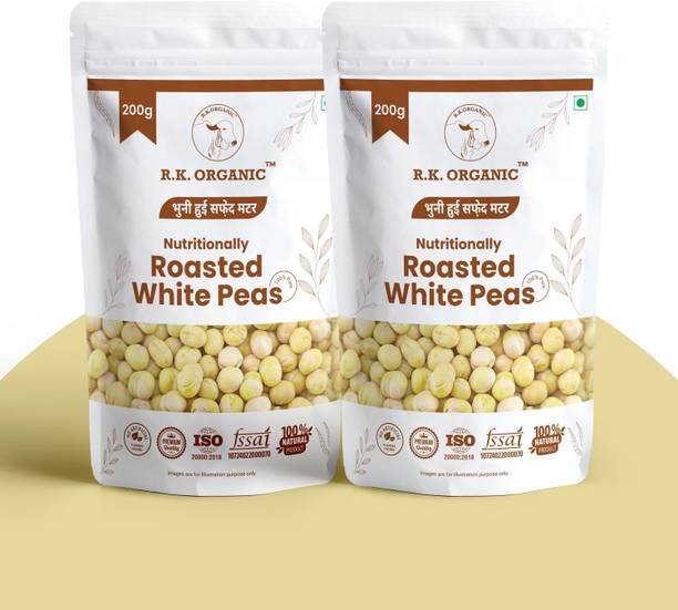 R K ORGANIC Organic White Roasted Chana (Whole) (Peas, Protein Snack, Ready-to-Eat Snack, Healthy Snack)