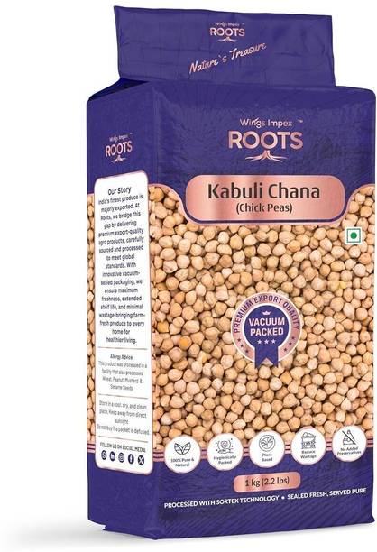 wings impex roots Kabuli Chana (Whole) (Clean Sorted Chana | Unpolished | Pesticide Free | Hygienic Vacuum Packaging)