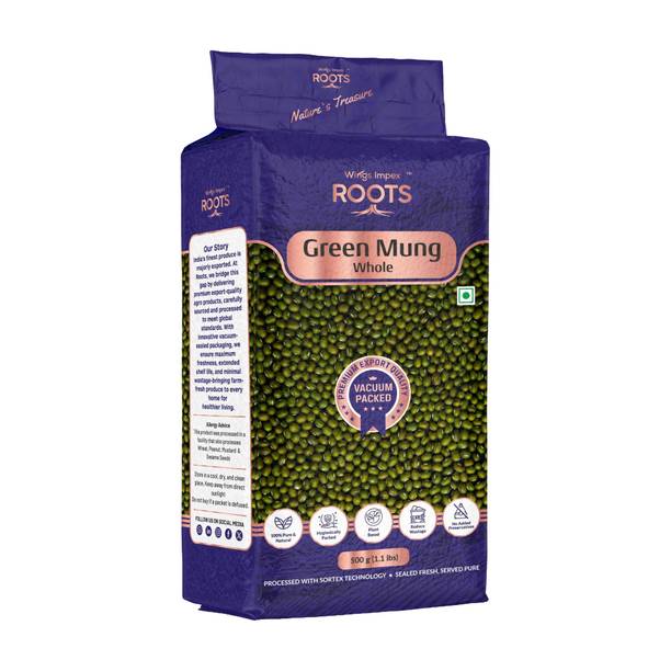 wings impex roots Unpolished Green Moong Dal (Whole)