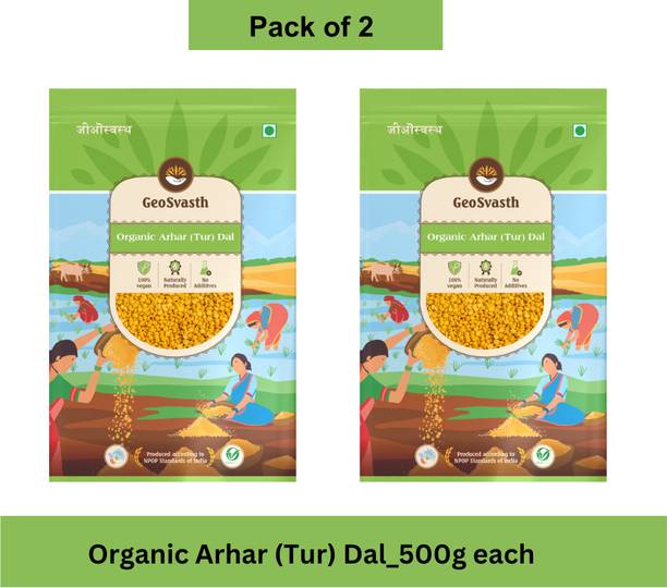 Geosvasth Organic Green Toor/Arhar Dal (Whole) (Unpolished dal | 100% Pure -Gluten & Vegan Free)