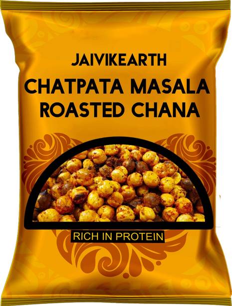 jaivikearth Organic Yellow Roasted Chana (Whole) (Chatpata Masala Roasted Bhuna Chana namkeen/snacks)