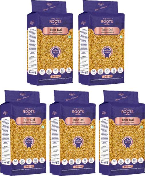 wings impex roots Yellow Toor/Arhar Dal (Split) (1 kg- Pack of 5)