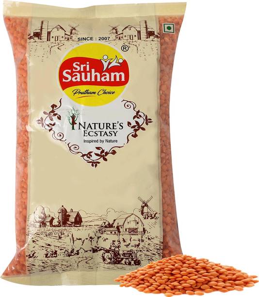 Sri Sauham Red Masoor Dal (Split) (Lal Malka, Split Red Lentil, High-Protein | Erra kayadhanyalu, Paruppu- Vegan)