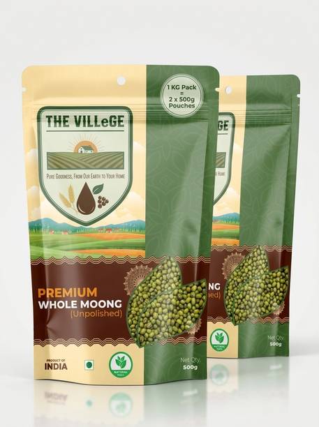 THE VILLEGE Green Moong Sona (Whole) (Natural Green Gram, Sprouting Moong, Zipper Packed, Green Moong for Sprouts, Unpolished)