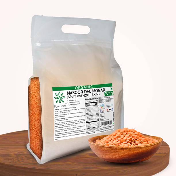 Pure Tree Organic Red Masoor Dal (Split) (10 Kg / 10000 G | Organic Masoor Dal Split Without Skin)