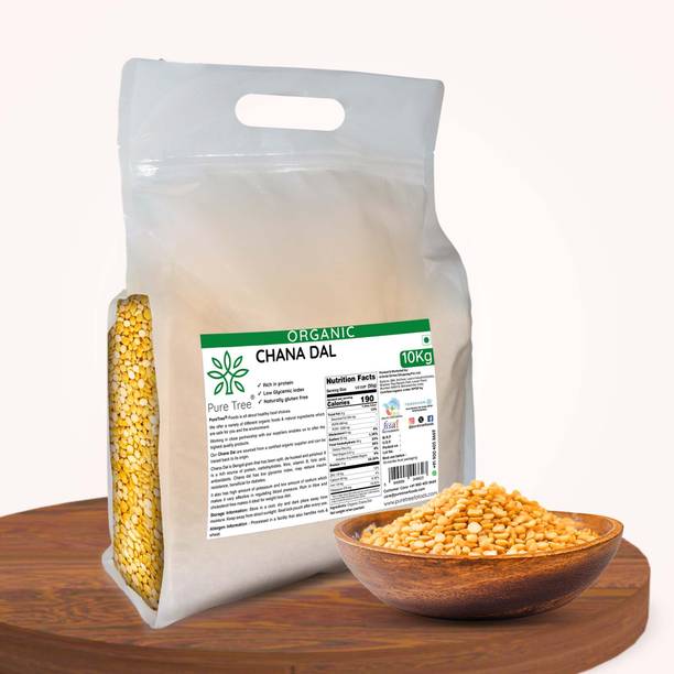 Pure Tree Organic Yellow Chana Dal (Split) (10 Kg / 10000 g | Bengal Gram Dal | Putnala Pappu | Chana Dal)