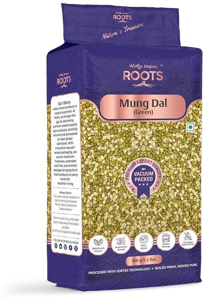 wings impex roots Green Moong Dal (Split/Chilka) (Premium Export Quality Moong Dal, Pure & Natural, Unpolished, vacuum Packed)