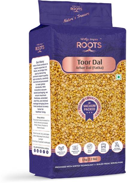 wings impex roots Yellow Toor/Arhar Dal (Split) (Toor Dal Fatka | Natural & Unpolished | Chemical Free | Vacuum Pack)