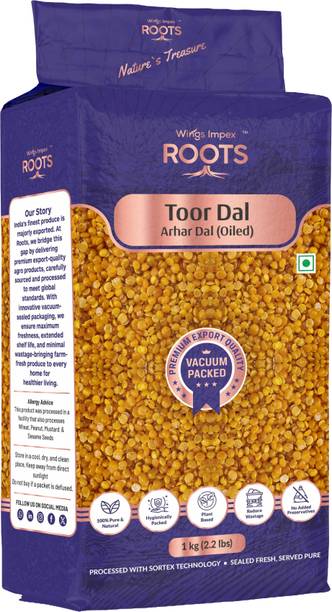 wings impex roots Yellow Toor/Arhar Dal (Split) (Toor dal oily, Natural & Unpolished, Vacuum Packed)