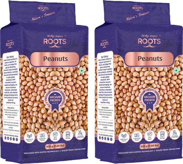 wings impex roots Peanut (Whole) (400 g- Pack of 2)