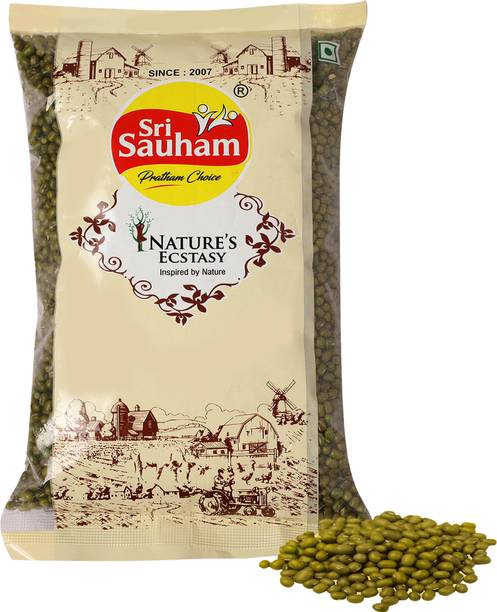 Sri Sauham Moong Dal (Whole) (Green Gram | Unpolished, High Protein, Natural Pulses for Healthy Cooking- Vegan)