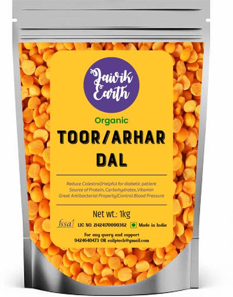 jaivikearth Organic Yellow Toor/Arhar Dal (Split) (madhya pradesh famous unpolished pigeon peas toor dal 1kg)