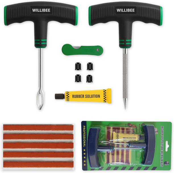 WILLIBEE 6-in-1 (Pack of 5 Puncher Strips) Set for Bike & Car Tubeless Tyre Puncture Repair Kit