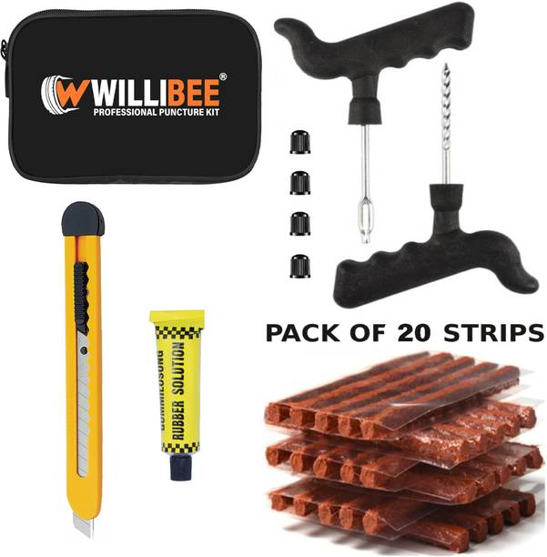 WILLIBEE 5 in 1 (with storage box) Universal Tubeless Tyre Puncture Repair Kit