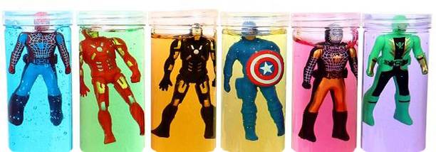 AncientKart Crystal Slime with Hero Cartoon Big figures set of 6 Multicolor Putty Toy