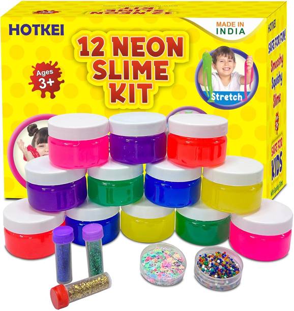 HOTKEI 12 Pack Neon Multicolor Slime Kit Toys jelly putty clay set For girls boys kids पुट्टी खिलौना