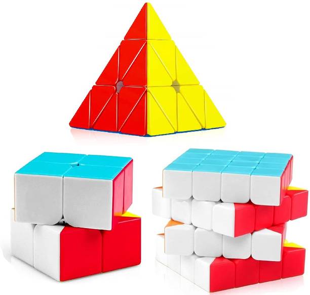 Smart Kids 2x2 4x4 Cube & Pyramid Puzzle Combo | Speed Cube Brain Game