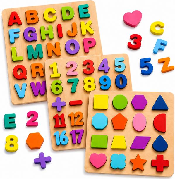 PRIVATECAVE Wooden Learning Educational ABCD Board ,alphabet and shape puzzle for Kids