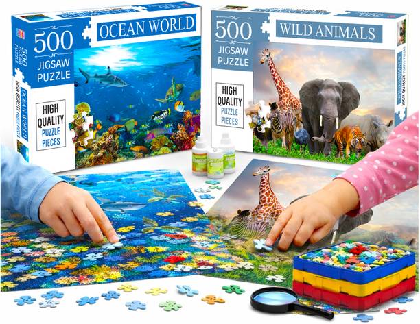 HELLO FRIEND 500 Jigsaw Puzzles : Wild Animals + Ocean World Jigsaw Puzzle (500 Pieces)