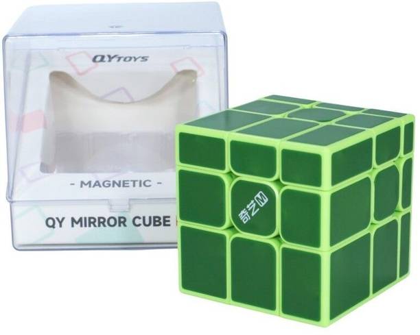 Cuberkart QiYi Mirror Green Magnetic Tiled 3x3 Speed Cube with Factory-Installed Magnets