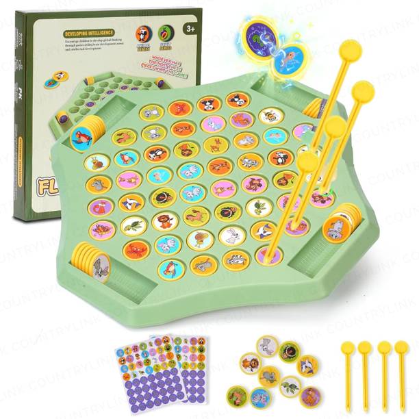 CountryLink Animal Flip Memory Board Game – Fun Matching Chess Game for Kids & Travel Play