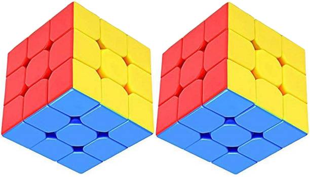 Aseenaa High Speed Cube Combo of 3X3 Sticker less Magic Puzzle Cube Brain Set