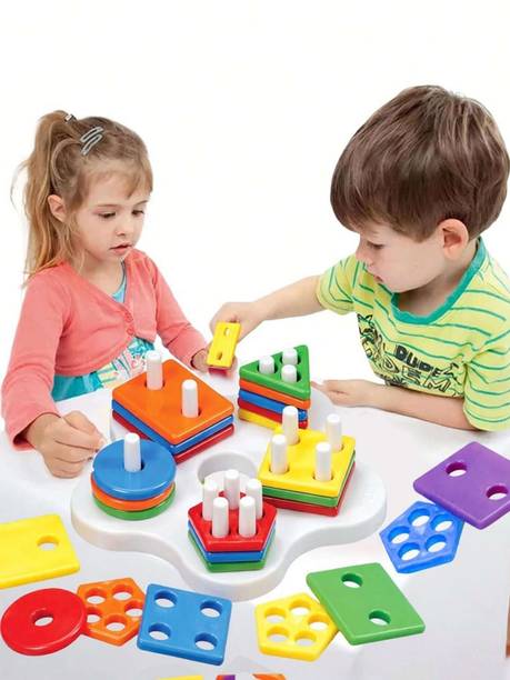 ARZAQ Geometric Shape Color Sorting ,Stacking Blocks Preschool Puzzles for kid