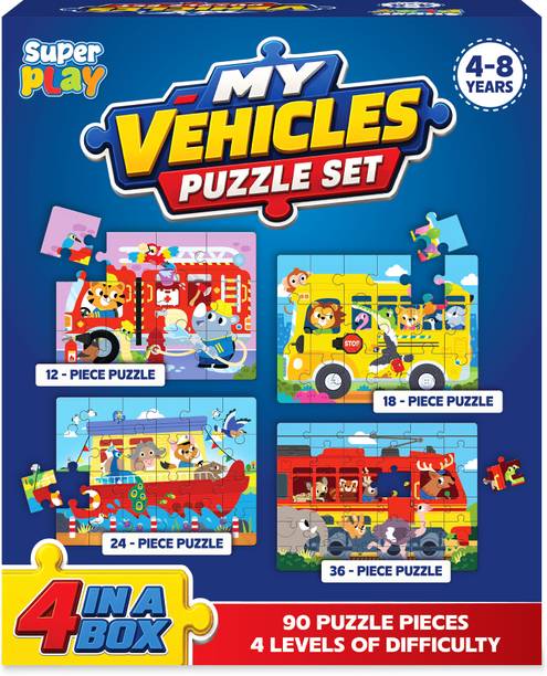 Superplay My Vehicles Puzzle Set, Progressive Jigsaw Puzzles Learning Toy for Boys & Girls