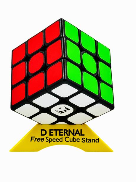 D ETERNAL Cube 3x3 Cube High Speed Magic Cubic Puzzle Game Toy 3 by 3 with Free Cube Stand
