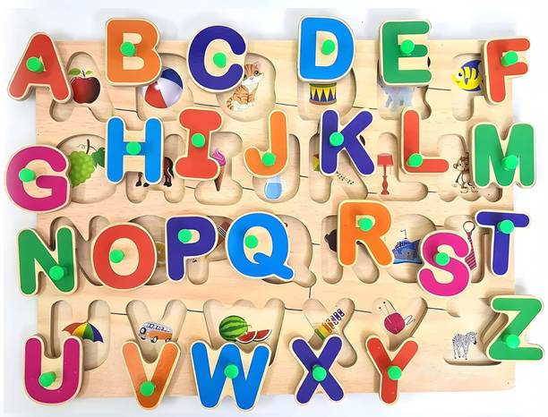 FTAFAT MDF Educational learning A To Z English Alphabets ABCD Toys Puzzle With Pictures