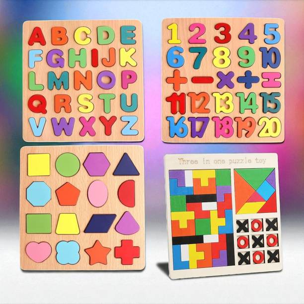 VHD Kids Wooden Educational Puzzle Alphabets, Numbers...