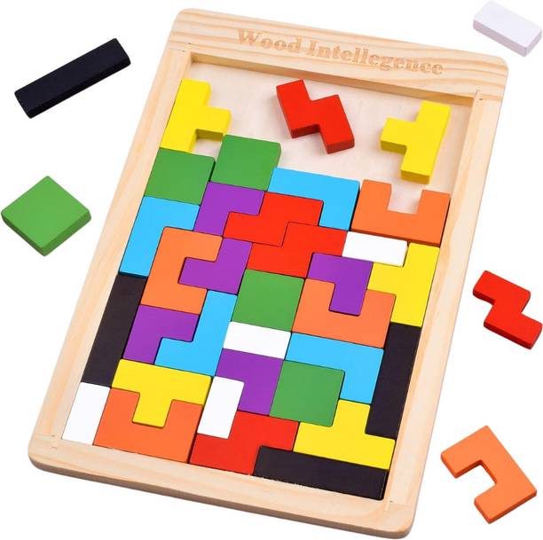 Gueran Wooden Russian Blocks Puzzles For Kids Tetris Pu...