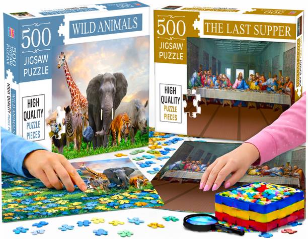 HELLO FRIEND 500 Jigsaw Puzzles : Wild Animals + The Last Supper Jigsaw Puzzle (500 Pieces)