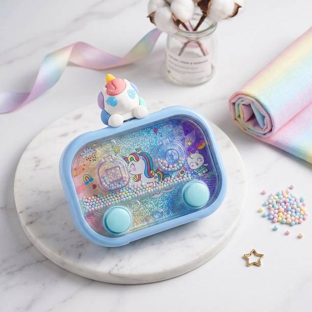 BLLUEX Handheld Water Game for Kids Unicorn Theme Travel Toy with Pastel Sensory Beads