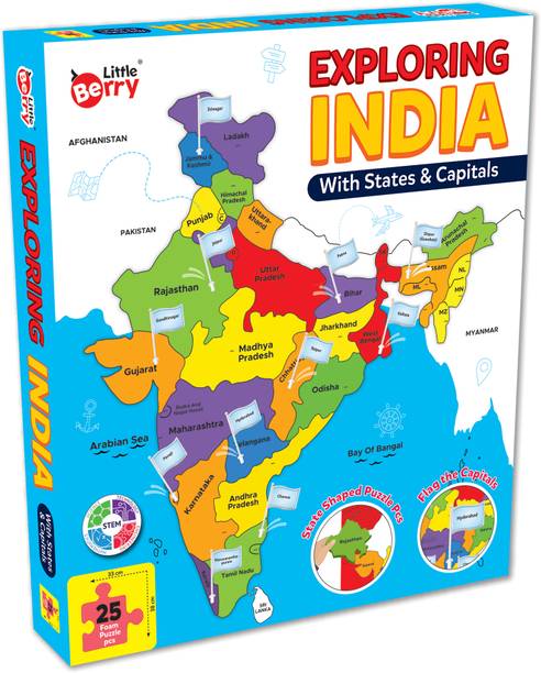 Little Berry India Map Puzzle with States - Eva Foam Jigsaw Puzzle - Educational Learning Toy