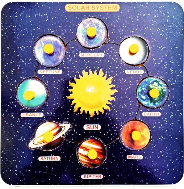 PABAH Wooden Solar System Puzzle Educational Tray Toy Pre-School Learning Kit
