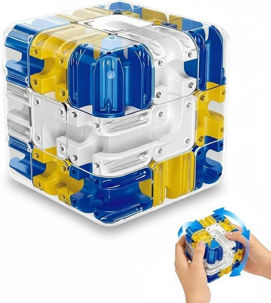VOLTIXA Ball Rolling Maze Cube Puzzle Toy for Kids & Adults | 3D Transparent Rotating