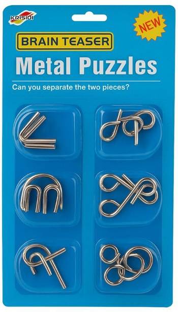 GKzon Brain Teaser Metal Puzzles, Metal Puzzle Toys for Gift, (6 Pieces)