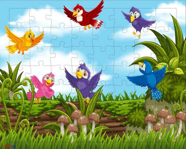 Fiddlys Wooden Jigsaw Puzzles for Kids & Children Age 6+ Birds World