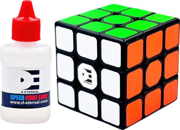 D ETERNAL Cube 3x3 High Speed Magic Puzzle Speedcube 3by 3 & Cube Oil Lubricant Combo Set