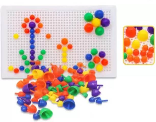 FATFISH Kids Peg Board Puzzle Educational Toys Gift Set (Multicolor)
