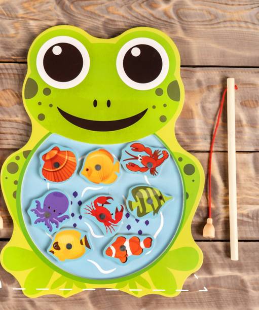HIGHSEAS Learning Fish Catching Jigsaw Puzzle Board Teaching Magnetic Fishing Pole Game