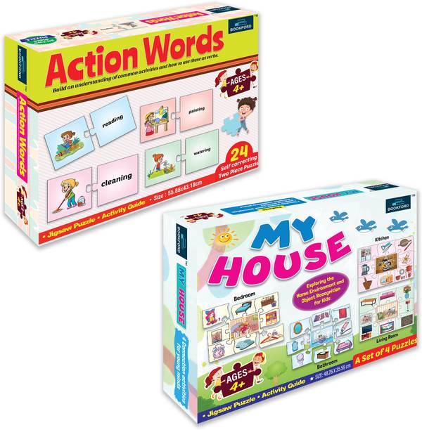 BOOKFORD Action Words and My House Jigsaw Puzzle (Set o...