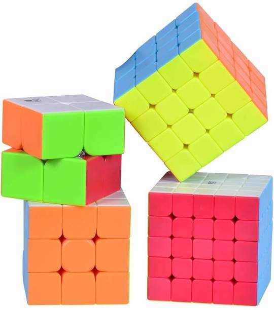 Authfort Premium Cube Gift Set, Speed Cube Bundle - 2x2 3x3 4x4 5x5 Stickerless Cube Gift Set (4 Piece)