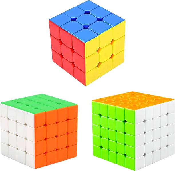 AZEENA High Speed Stickerless Cubes Combo Set of 3x3, 4x4 and 5x5 | Kids & Adult rubiks